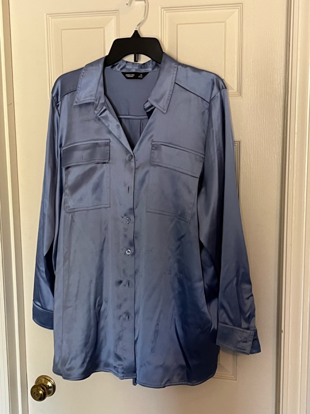 Simply Vera Vera Wang Light Slate Blue Satin Blouse